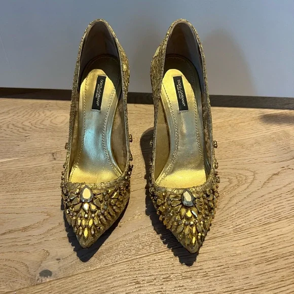 Dolce Gabbana Shoes Authentic Eucdolce Gabbana Bellucci Crystals Embellished Pumps Gold Heels Poshmark